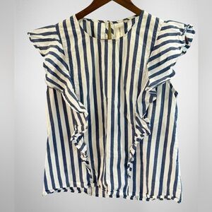 GUEST EDITOR • Blue and White Striped Ruffle Sleeve Top